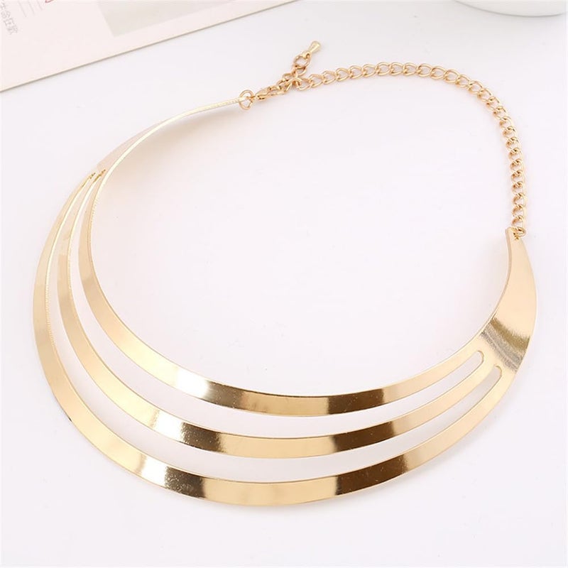 Hewill Store Chunky Gold Necklace Big Statement Chunky Necklace for Women African Tribe Wide Metal Choker Necklaces Jewelry - Image 4